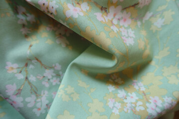 Canvas Print - Pale mint green rayon fabric in soft folds