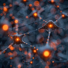 Poster - artificial neural network visualization in vibrant futuristic 3d model