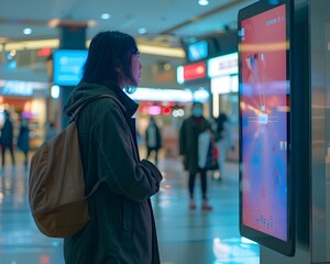 Poster - Holographic Interactive Advertisements Attracting Customers in a Futuristic Shopping Mall