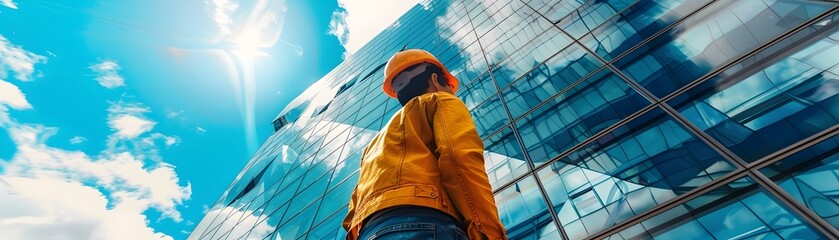 Poster - Architectural Visualization Utilizing VR for Previewing Buildings Before Construction Showcasing the Innovative Technology Concept with Futuristic