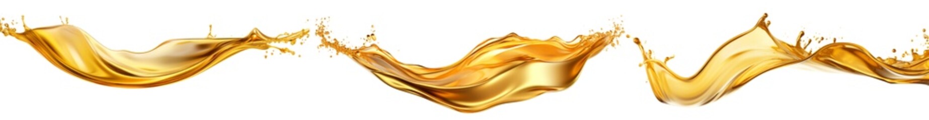 Poster - Collection of golden oil splash isolated on transparent or white background