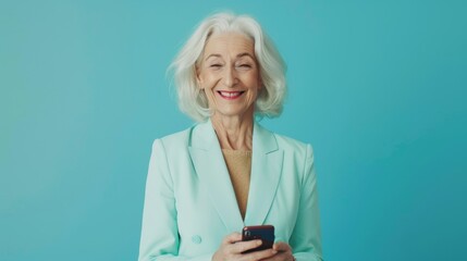 Wall Mural - The elder lady with phone