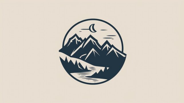 mountain logo design with line art and creative concept AI generated