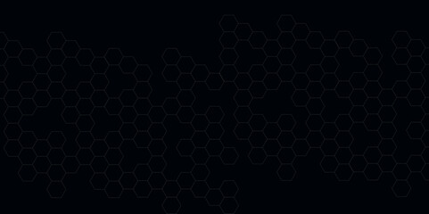 Vector Background of abstract black hexagon background design a dark honeycomb grid pattern, Black geometric background for design. 