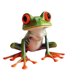 Wall Mural - frog in 3d style white background