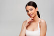 © Tijana - Beautiful woman on bright gray background. Beauty portrait.