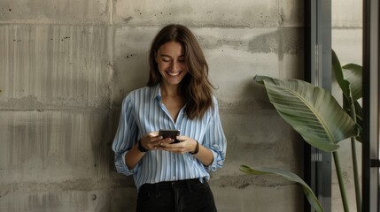 Sticker - The woman using smartphone