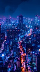 Poster - Mesmerizing Cityscape of Tokyo s Neon Lit Nightlife and Urban Vibrancy