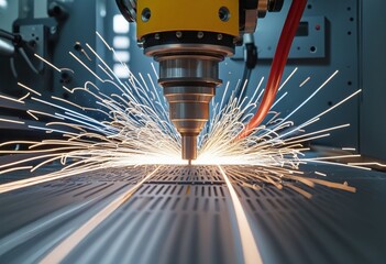 industrial modern technology spark light metal cut