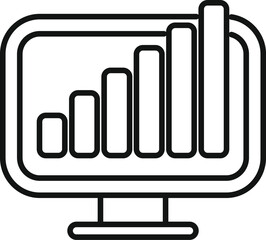 Poster - Line art illustration of a bar graph on a computer screen, depicting data analysis or business growth