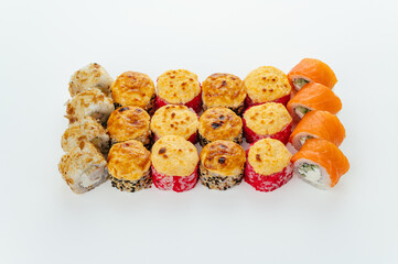 Wall Mural - sushi set on a white background