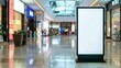 © coroze - Empty advertising stand in a colorful, modern shopping mall, ready for promotional content