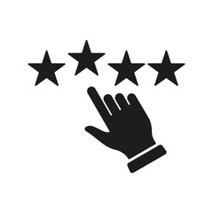 Poster - Customer Feedback Silhouette Icon. Client Review Glyph Pictogram. Ranking Solid Sign. Click To Rate Symbol. Consumer Experience. Isolated Vector Illustration