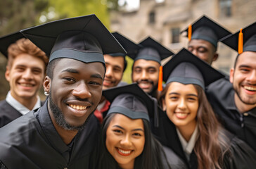 Wall Mural -  Multiethnic Graduates Sharing Joyful Moment