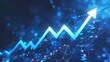 © Alpa - Blue graph with arrow pointing upwards for business, finance and investment growth and progress concept