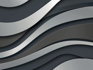 Wall Mural - An abstract design with wavy monochrome layers in shades of grey, black, and white. The smooth curves and flowing lines create a dynamic and minimalist texture, giving a modern and elegant look.