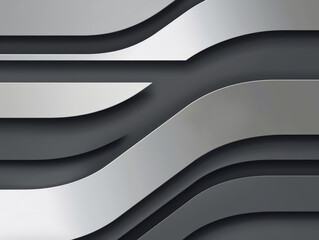 Wall Mural - An abstract design with wavy monochrome layers in shades of grey, black, and white. The smooth curves and flowing lines create a dynamic and minimalist texture, giving a modern and elegant look.
