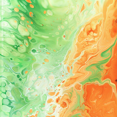 Wall Mural - Vivid green and orange patterns ideal for organic products.