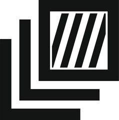 Poster - Simplistic monochrome design with dynamic striped rectangle and layered squares