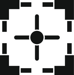 Poster - black and white symmetrical abstract design with a central circle and extending arms