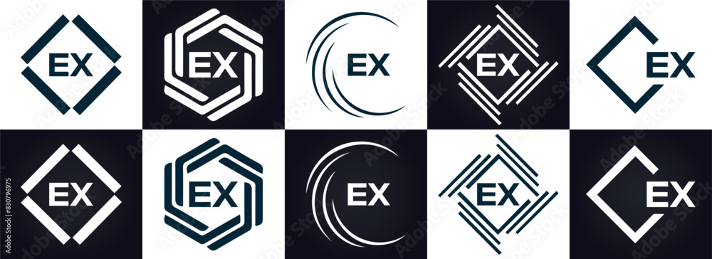 Ex Logo Example EX logo. E X design. White EX letter. EX, E X letter logo design. E X ...