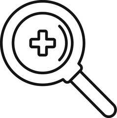 Poster - a simple outline illustration of a magnifying glass with a positive symbol