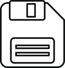 Poster - simple line illustration of a retro floppy disk in black and white