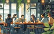 © tongpatong - Contented young group enjoying food and beer at the restaurant