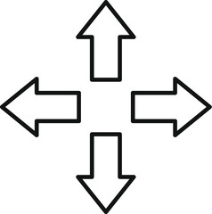 Poster - Simple vector illustration with four black arrows pointing up, down, left, and right