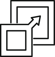 Poster - Simple line drawing of an arrow moving through two squares, depicting motion or progress