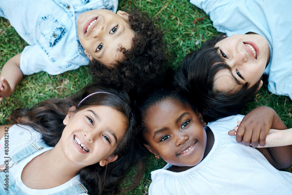 smile-circle-and-portrait-of-children-in-nature-outdoor-fun-in-park
