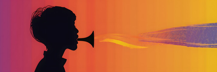 Wall Mural - an icon for woksite with a person blowing a whistle with a voice