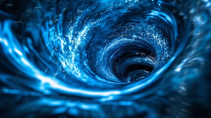 a blue water vortex with a white swirl