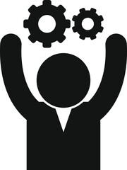 Poster - Black icon of a person with gears above for innovation and ideas