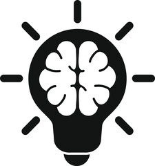Poster - A creative black and white symbol blending a lightbulb with a brain, representing innovation and intelligence