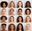 © grooveisintheheart - Sixteen portraits representing variety and richness of human race. Women of different skin color. Beauty of diversity. Collage of phenotypes, ethnicities and facial features of women