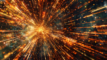 Wall Mural - Digital technology background with explosion zoom ray, big data future technology concept illustration