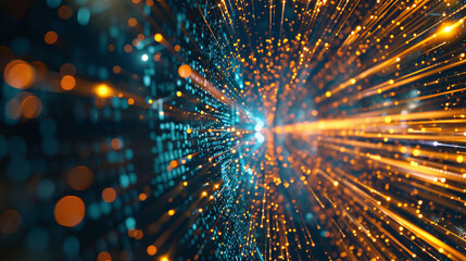 Wall Mural - Digital technology background with explosion zoom ray, big data future technology concept illustration