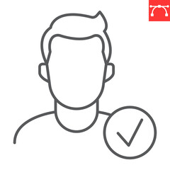 Aufkleber - Eligibility line icon, man and person, eligible vector icon, vector graphics, editable stroke outline sign, eps 10.