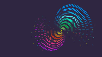 Aufkleber - Visualization of sorting a large amount of data. The process of analyzing information. Vector illustration, information flow on a dark background. Artificial intelligence, machine learning.