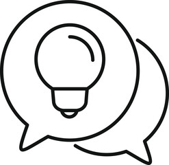 Poster - line art icon of a lightbulb within a speech bubble, symbolizing idea exchange and innovation commun