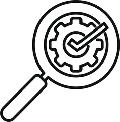 Poster - quality control concept icon with magnifying glass, check mark, and gear symbol for assurance and ve