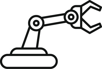 Poster - black and white outline of a simple industrial robotic arm vector icon for automated manufacturing t
