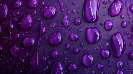 Wall Mural - Faded indigo background with deep purple oil drops in a cinematic widescreen format,