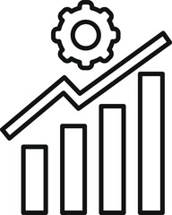 Sticker - Outline vector icon illustrating business growth, efficiency and productivity with a gear and ascending graph