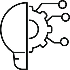 Fototapete - linear illustration symbolizing the fusion of human intelligence with technology