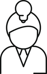 Poster - line art iconography of a person with a light bulb for idea generation