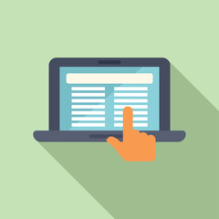 Poster - Flat design illustration of a hand interacting with a digital laptop screen