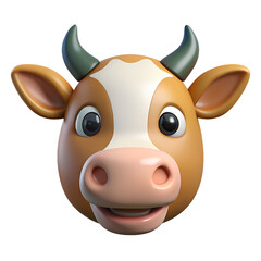 funny cow isolated on white 3d character game design cartoon