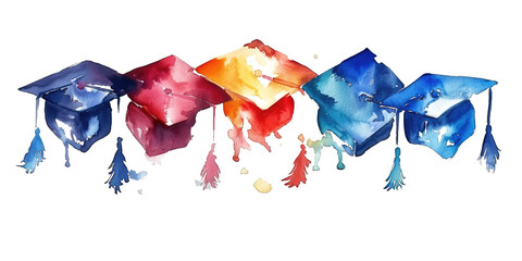 Wall Mural - watercolor graduation cap isolated